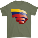 Curled Venezuela Flag Venezuelans Day Football Mens T-Shirt 100% Cotton Military Green