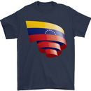 Curled Venezuela Flag Venezuelans Day Football Mens T-Shirt 100% Cotton Navy Blue