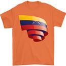 Curled Venezuela Flag Venezuelans Day Football Mens T-Shirt 100% Cotton Orange