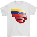 Curled Venezuela Flag Venezuelans Day Football Mens T-Shirt 100% Cotton White