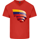 Curled Venezuela Flag Venezuelans Day Football Mens V-Neck Cotton T-Shirt Red