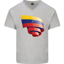 Curled Venezuela Flag Venezuelans Day Football Mens V-Neck Cotton T-Shirt Sports Grey