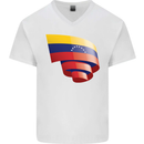 Curled Venezuela Flag Venezuelans Day Football Mens V-Neck Cotton T-Shirt White