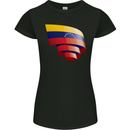 Curled Venezuela Flag Venezuelans Day Football Womens Petite Cut T-Shirt Black