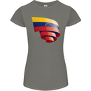 Curled Venezuela Flag Venezuelans Day Football Womens Petite Cut T-Shirt Charcoal