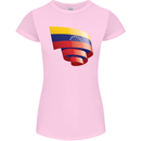 Curled Venezuela Flag Venezuelans Day Football Womens Petite Cut T-Shirt Light Pink
