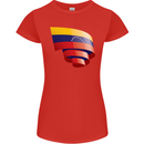 Curled Venezuela Flag Venezuelans Day Football Womens Petite Cut T-Shirt Red