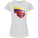 Curled Venezuela Flag Venezuelans Day Football Womens Petite Cut T-Shirt White