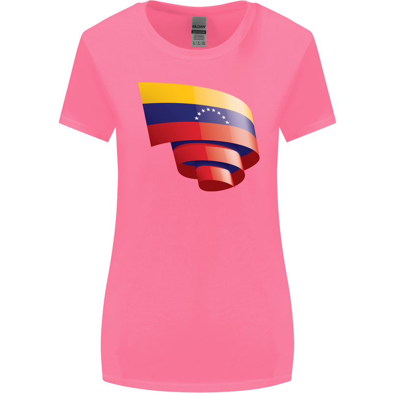 Curled Venezuela Flag Venezuelans Day Football Womens Wider Cut T-Shirt Azalea