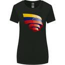 Curled Venezuela Flag Venezuelans Day Football Womens Wider Cut T-Shirt Black