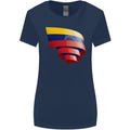 Curled Venezuela Flag Venezuelans Day Football Womens Wider Cut T-Shirt Navy Blue