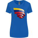 Curled Venezuela Flag Venezuelans Day Football Womens Wider Cut T-Shirt Royal Blue