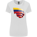 Curled Venezuela Flag Venezuelans Day Football Womens Wider Cut T-Shirt White