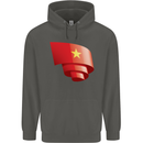 Curled Vietnam Flag Vietnamese Day Football Childrens Kids Hoodie Storm Grey