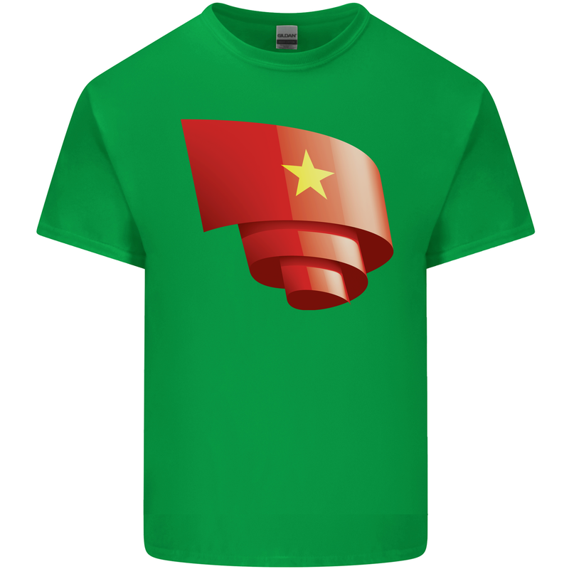 Curled Vietnam Flag Vietnamese Day Football Kids T-Shirt Childrens Irish Green