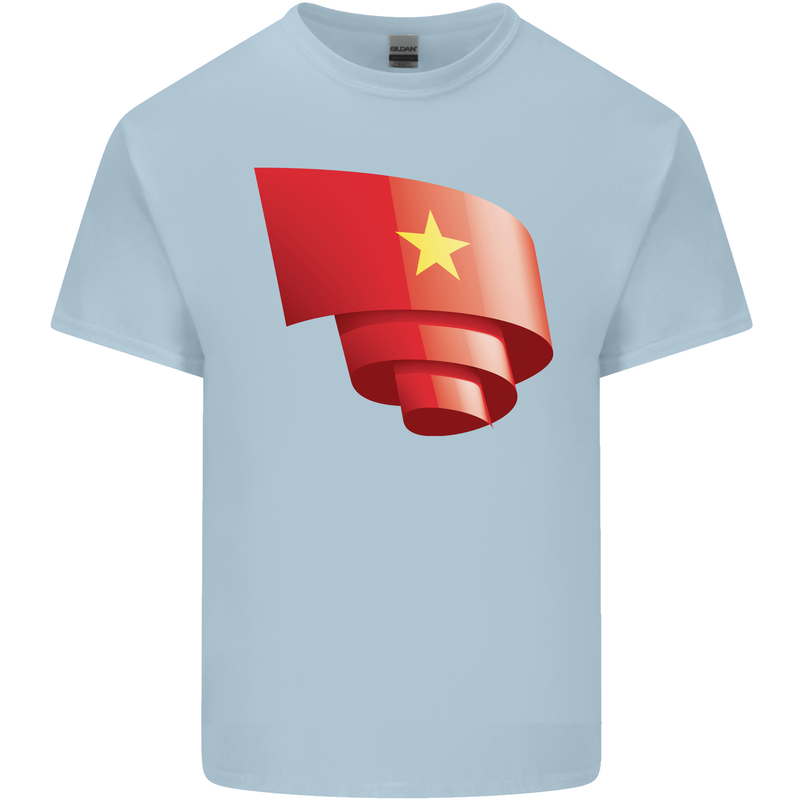Curled Vietnam Flag Vietnamese Day Football Kids T-Shirt Childrens Light Blue
