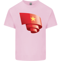 Curled Vietnam Flag Vietnamese Day Football Kids T-Shirt Childrens Light Pink