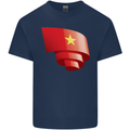 Curled Vietnam Flag Vietnamese Day Football Kids T-Shirt Childrens Navy Blue