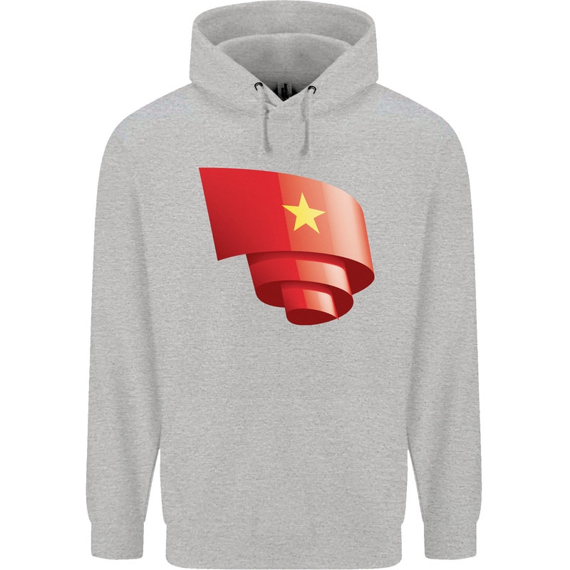 Curled Vietnam Flag Vietnamese Day Football Mens 80% Cotton Hoodie Sports Grey