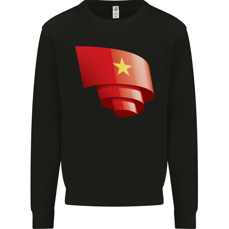 Curled Vietnam Flag Vietnamese Day Football Mens Sweatshirt Jumper Black