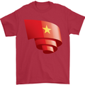 Curled Vietnam Flag Vietnamese Day Football Mens T-Shirt 100% Cotton Red