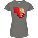 Curled Vietnam Flag Vietnamese Day Football Womens Petite Cut T-Shirt Charcoal