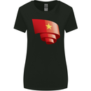 Curled Vietnam Flag Vietnamese Day Football Womens Wider Cut T-Shirt Black