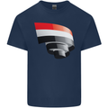 Curled Yemen Flag Yemeni Day Football Kids T-Shirt Childrens Navy Blue