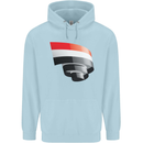 Curled Yemen Flag Yemeni Day Football Mens 80% Cotton Hoodie Light Blue