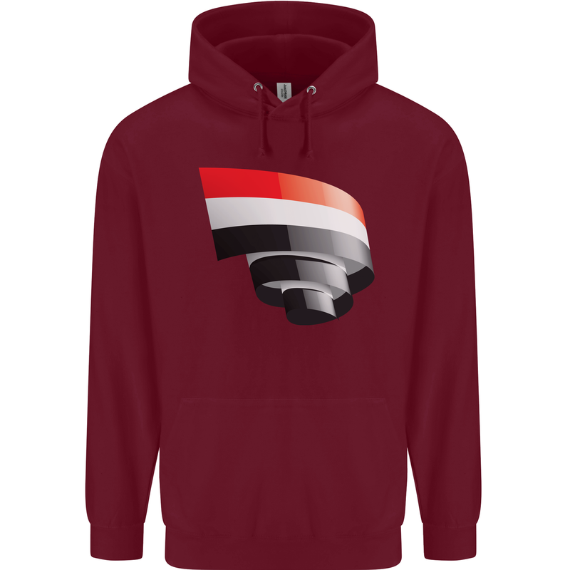 Curled Yemen Flag Yemeni Day Football Mens 80% Cotton Hoodie Maroon