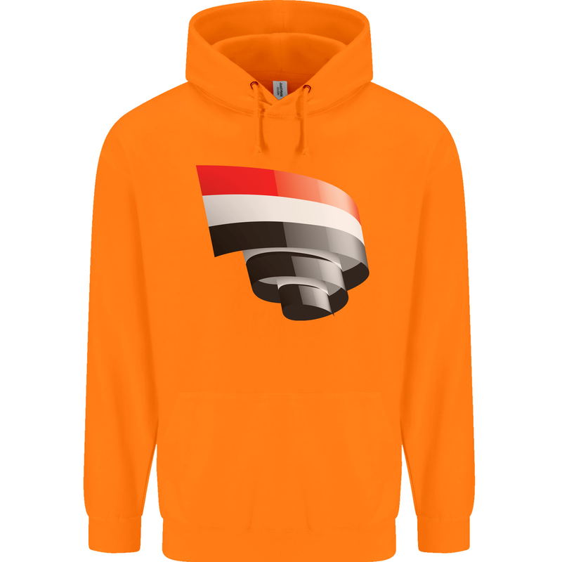 Curled Yemen Flag Yemeni Day Football Mens 80% Cotton Hoodie Orange