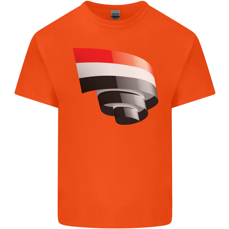 Curled Yemen Flag Yemeni Day Football Mens Cotton T-Shirt Tee Top Orange