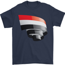 Curled Yemen Flag Yemeni Day Football Mens T-Shirt 100% Cotton Navy Blue