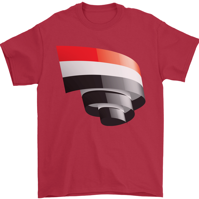 Curled Yemen Flag Yemeni Day Football Mens T-Shirt 100% Cotton Red