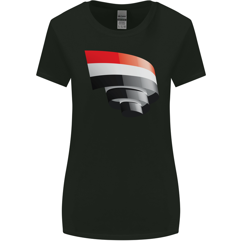 Curled Yemen Flag Yemeni Day Football Womens Wider Cut T-Shirt Black