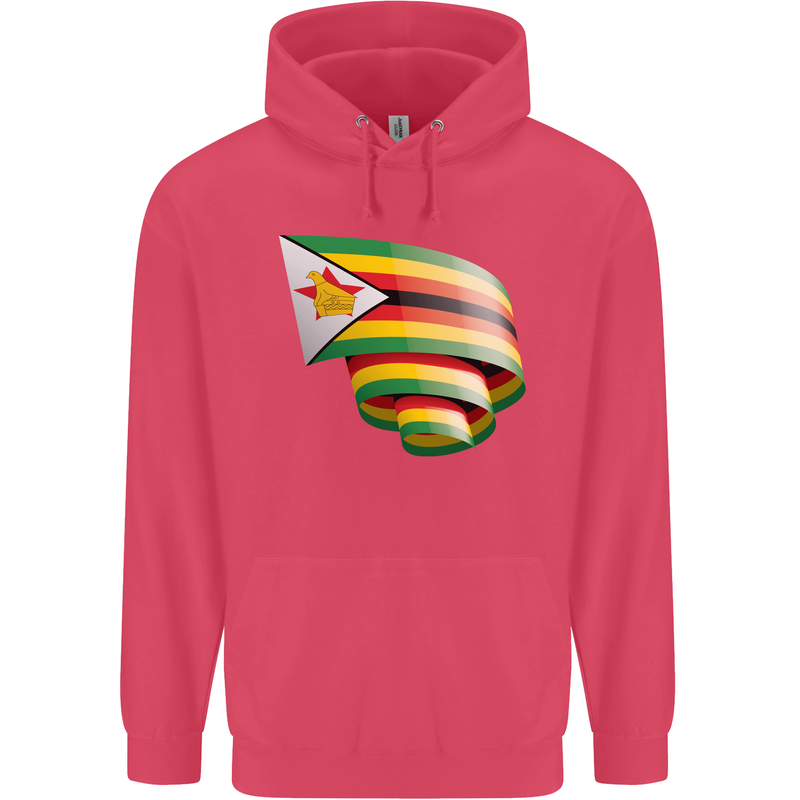 Curled Zimbabwe Flag Zimbabwean Day Football Childrens Kids Hoodie Heliconia