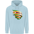 Curled Zimbabwe Flag Zimbabwean Day Football Childrens Kids Hoodie Light Blue
