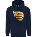 Curled Zimbabwe Flag Zimbabwean Day Football Childrens Kids Hoodie Navy Blue