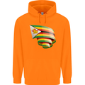 Curled Zimbabwe Flag Zimbabwean Day Football Childrens Kids Hoodie Orange