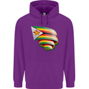 Curled Zimbabwe Flag Zimbabwean Day Football Childrens Kids Hoodie Purple