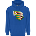 Curled Zimbabwe Flag Zimbabwean Day Football Childrens Kids Hoodie Royal Blue