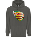 Curled Zimbabwe Flag Zimbabwean Day Football Childrens Kids Hoodie Storm Grey