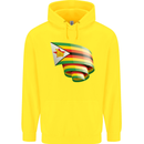 Curled Zimbabwe Flag Zimbabwean Day Football Childrens Kids Hoodie Yellow