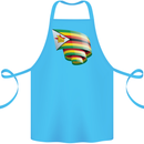 Curled Zimbabwe Flag Zimbabwean Day Football Cotton Apron 100% Organic Turquoise