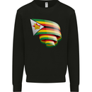 Curled Zimbabwe Flag Zimbabwean Day Football Kids Sweatshirt Jumper Black