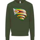 Curled Zimbabwe Flag Zimbabwean Day Football Kids Sweatshirt Jumper Forest Green