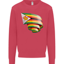Curled Zimbabwe Flag Zimbabwean Day Football Kids Sweatshirt Jumper Heliconia