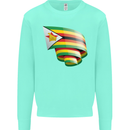 Curled Zimbabwe Flag Zimbabwean Day Football Kids Sweatshirt Jumper Peppermint
