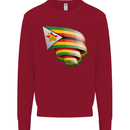 Curled Zimbabwe Flag Zimbabwean Day Football Kids Sweatshirt Jumper Red