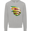Curled Zimbabwe Flag Zimbabwean Day Football Kids Sweatshirt Jumper Sports Grey